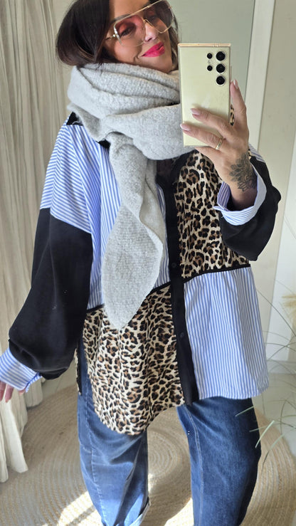 Noelle skjorte med leopard og striper