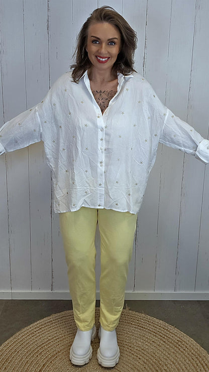 Nora skjorte med stjerner hvit