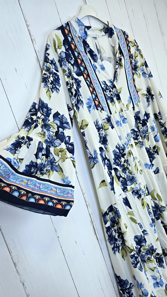 Celine blomstrete maxikjole blå