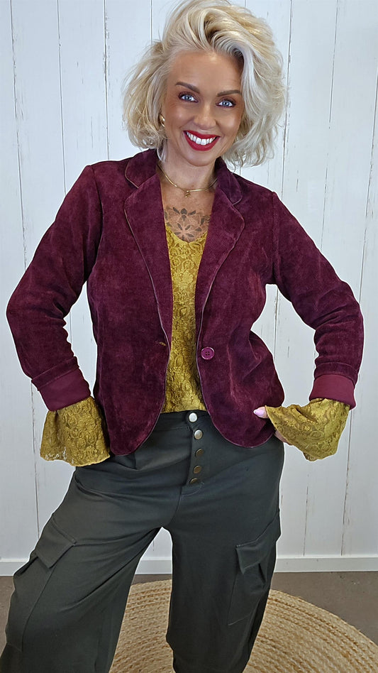 Selma cord blazer bordeaux