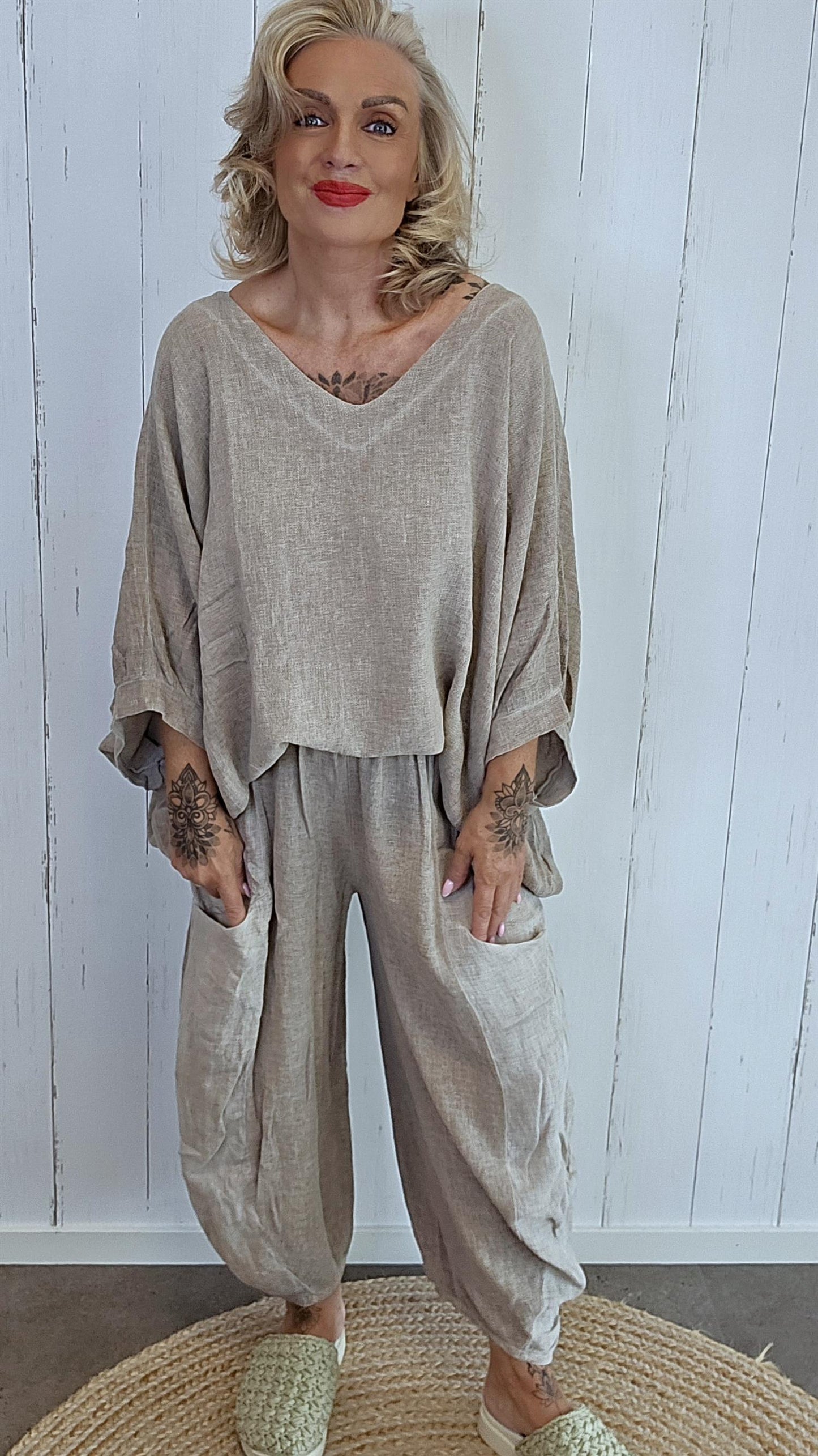 Becky baggy bukse taupe