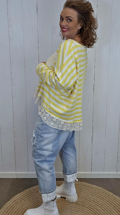 Cecilie stripet topp gul