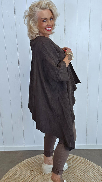 Belinda asymmetrisk jakke brun