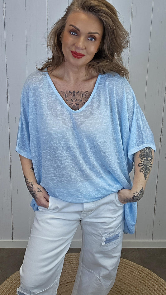 Catty oversized topp himmel blå