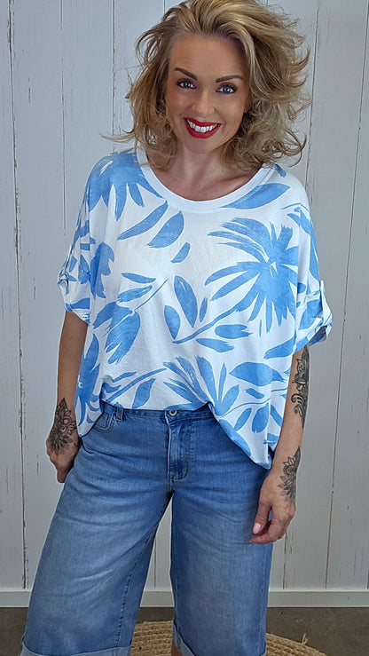 Tropisk topp med bladprint