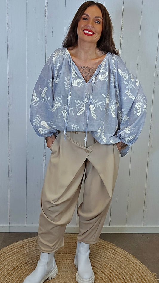 Rakel bluse med broderi