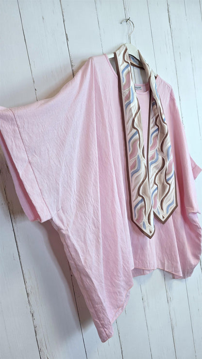Poncho topp med skjerf rosa