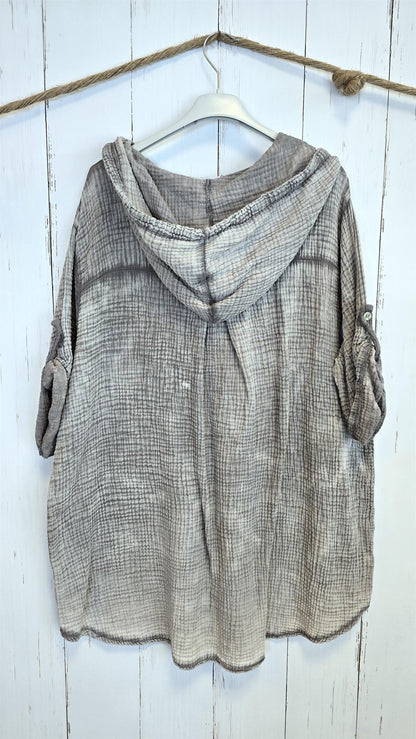 Erika vaffel hette bluse taupe