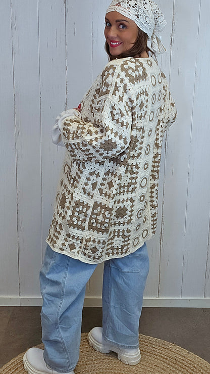 Frida crochet jakke beige