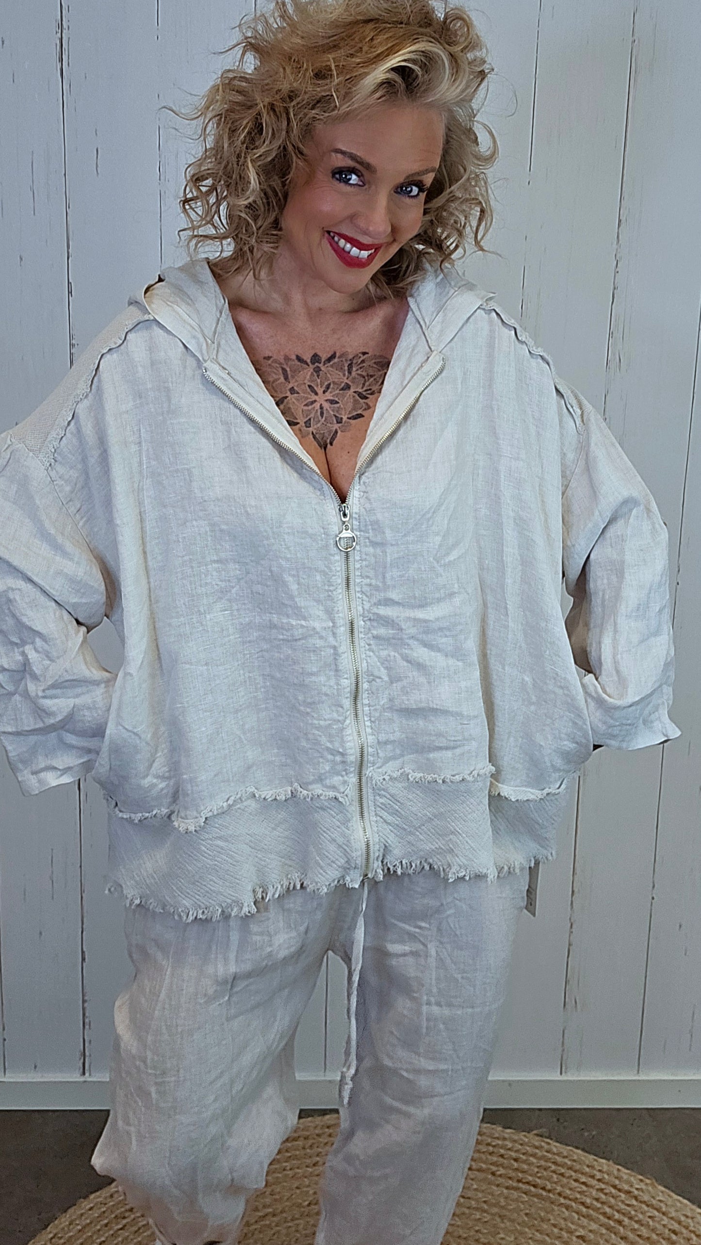 Louise oversized linhettejakke beige