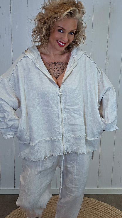Louise oversized linhettejakke beige