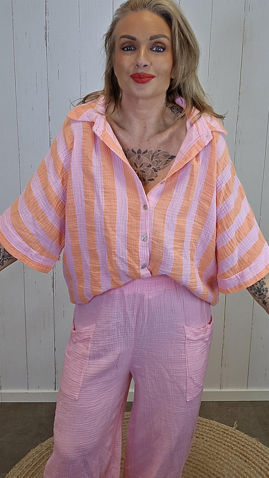 Gaia skjorte striper rosa