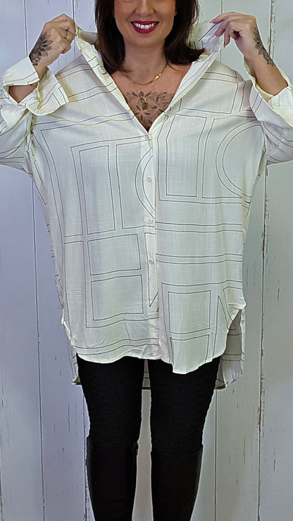 Ella rutet skjorte creme