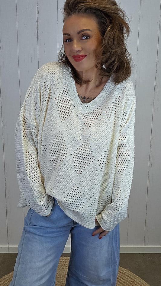 Nora strikkegenser offwhite