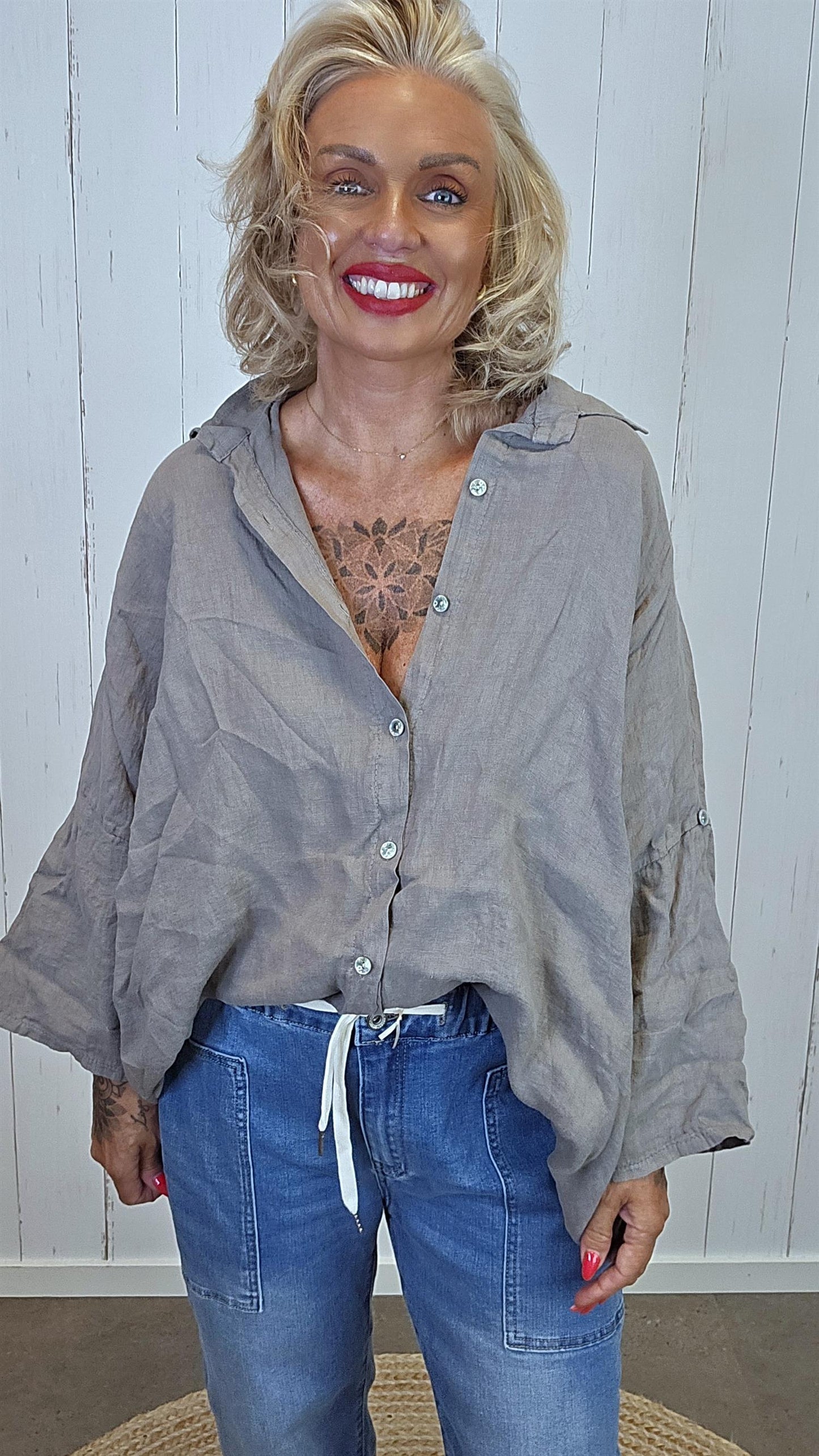 Stina Linskjorte taupe
