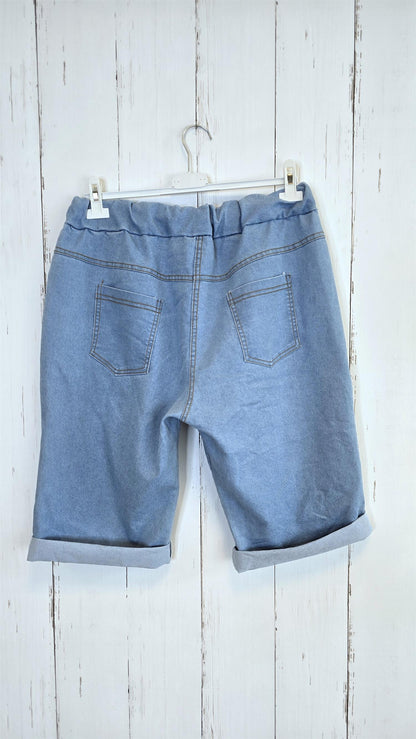 Kitty denim jogger shorts