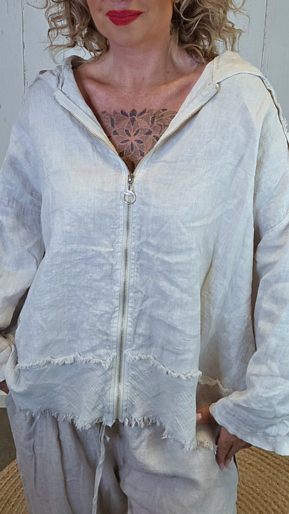 Louise oversized linhettejakke beige