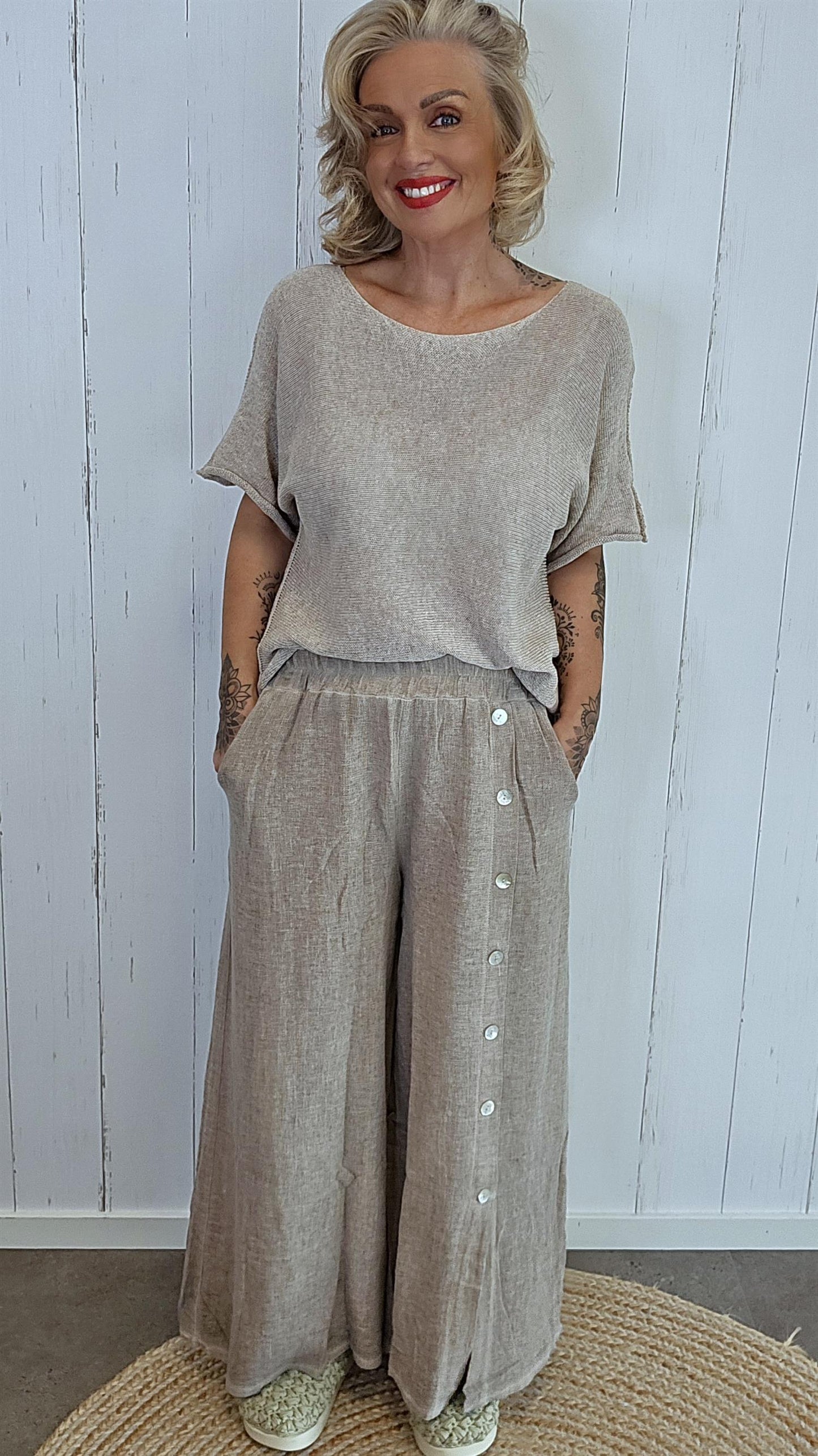 Line bukse taupe