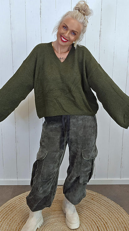 Annika strikketgenser kaki