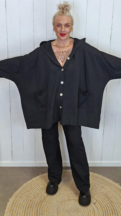 Cleo oversized jakke med stor hette