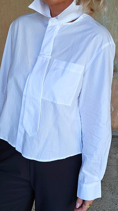 Maia tie-neck bomulls skjorte hvit