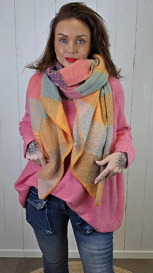 Zara skjerf rosa/orange
