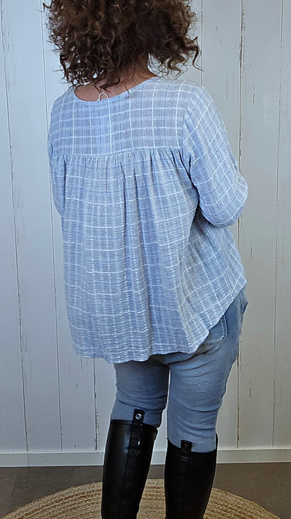 Freja bomullsbluse blå