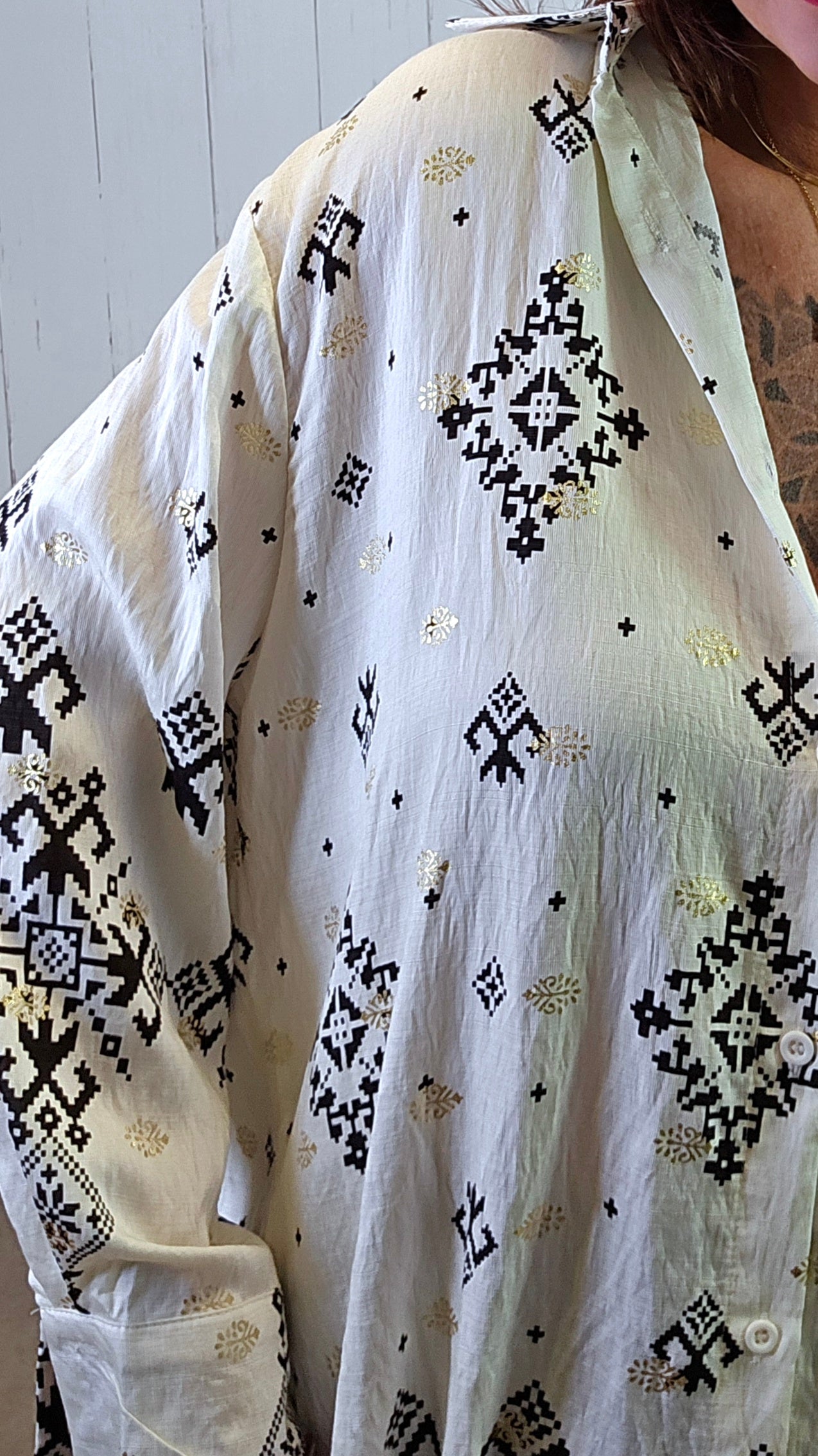 Mila mønstret skjorte beige