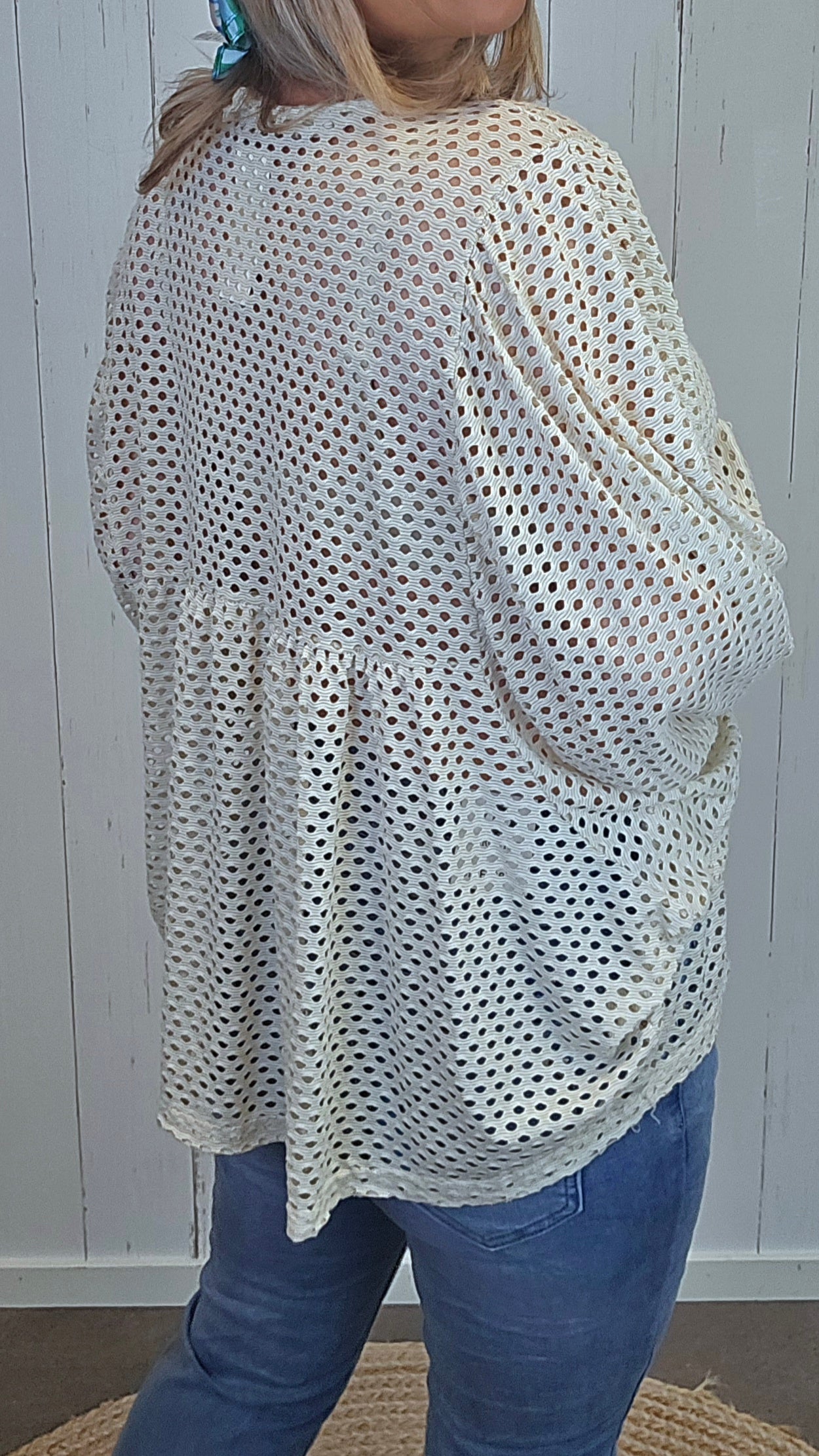 Carmen bluse beige