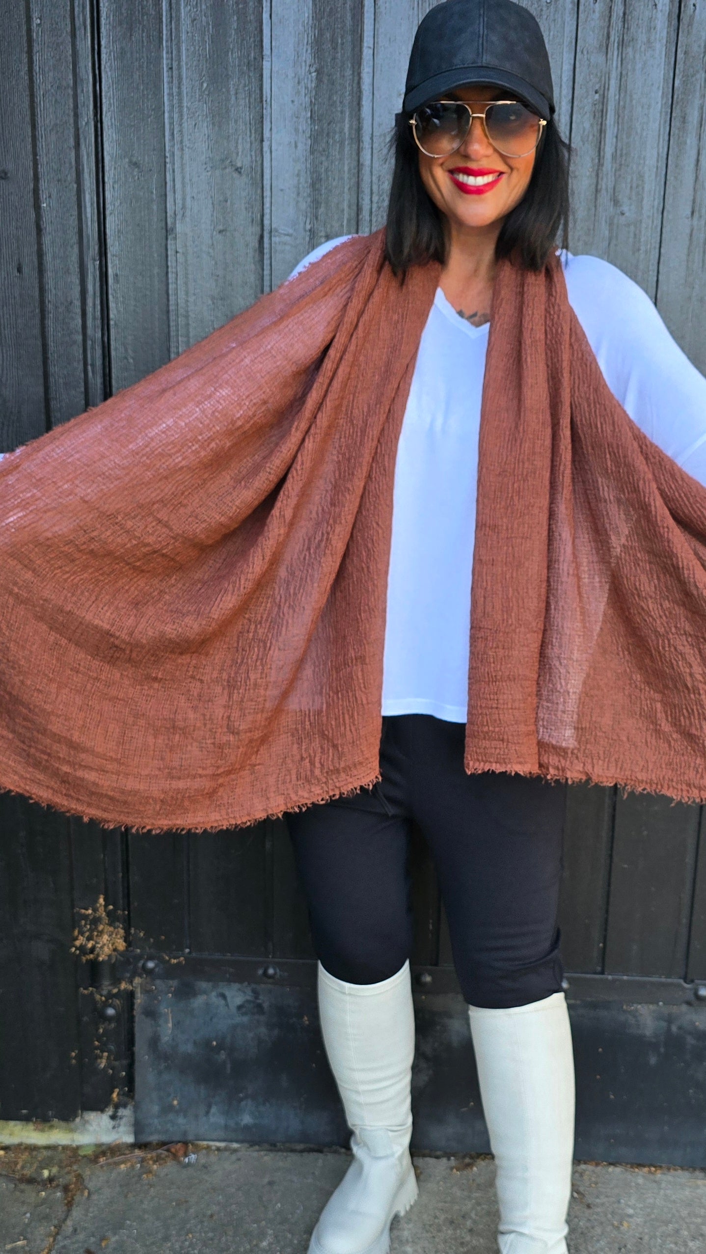 Nelly skjerf terracotta