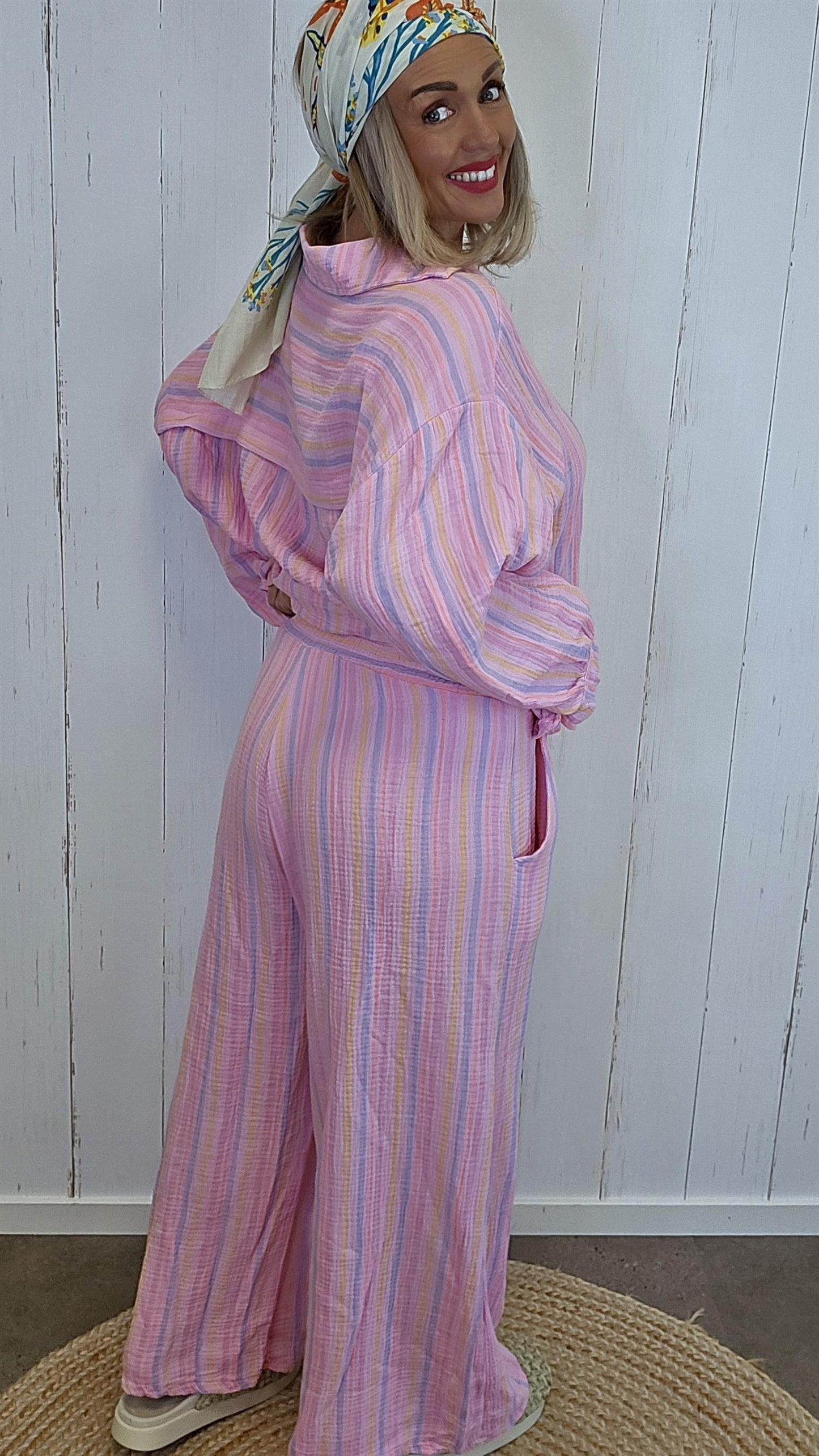 Annie bukse med striper rosa