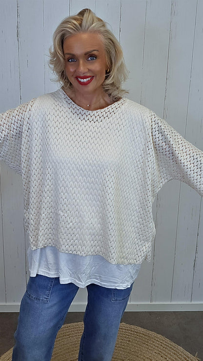 Strikket topp med Innersinglet beige