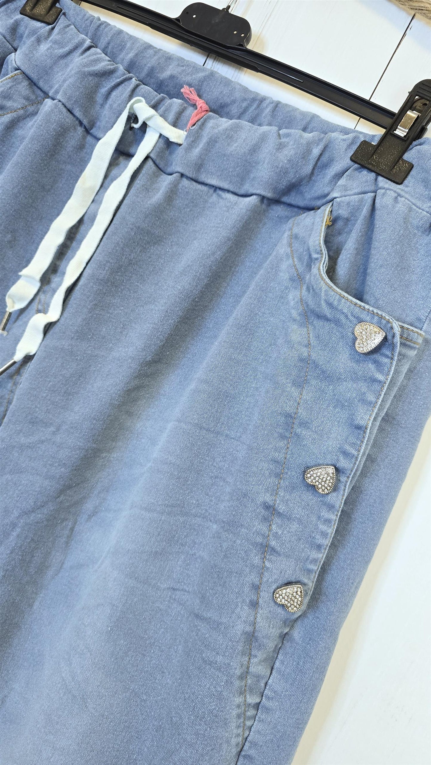 Thilde denimlook bukse lyseblå