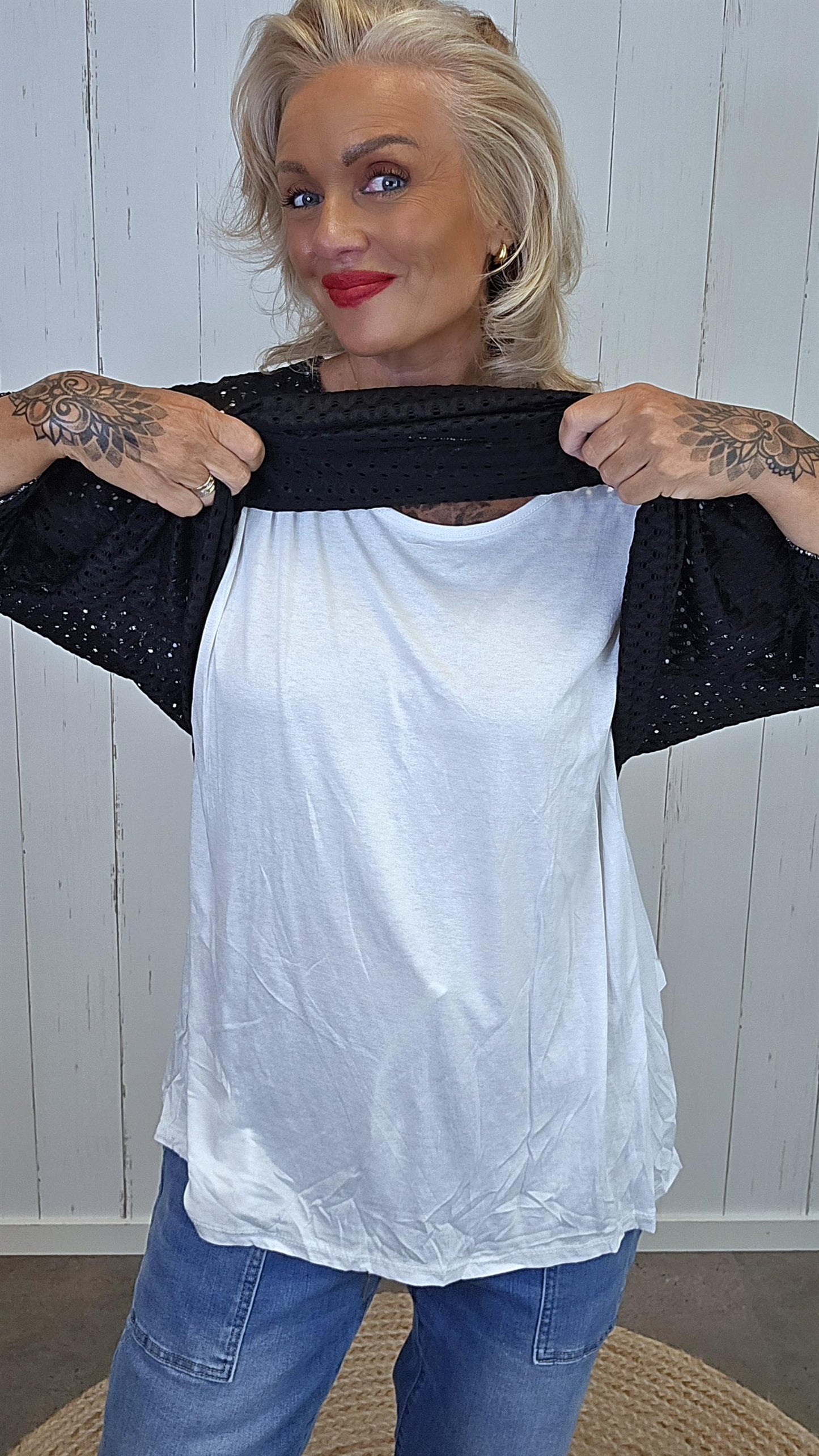 Strikket topp med Innersinglet svart