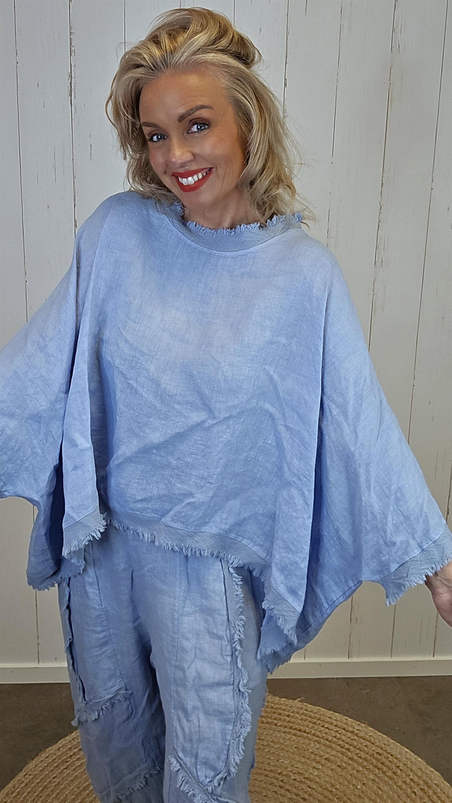 kim Lin Poncho Topp blå