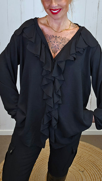 Zoe skjortebluse med volanger