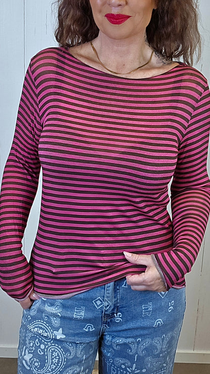 Sofie stripet topp rosa