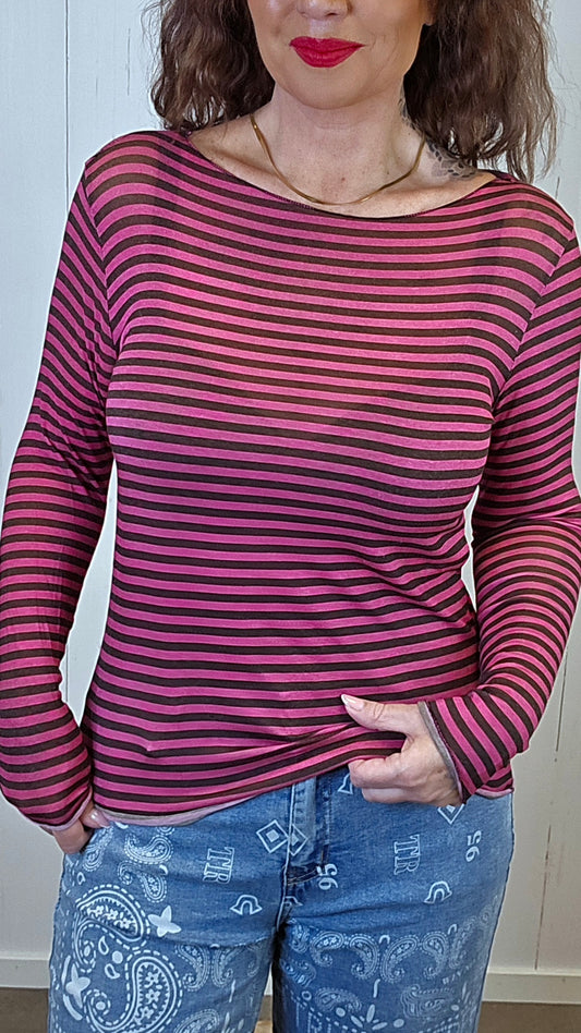 Sofie stripet topp rosa