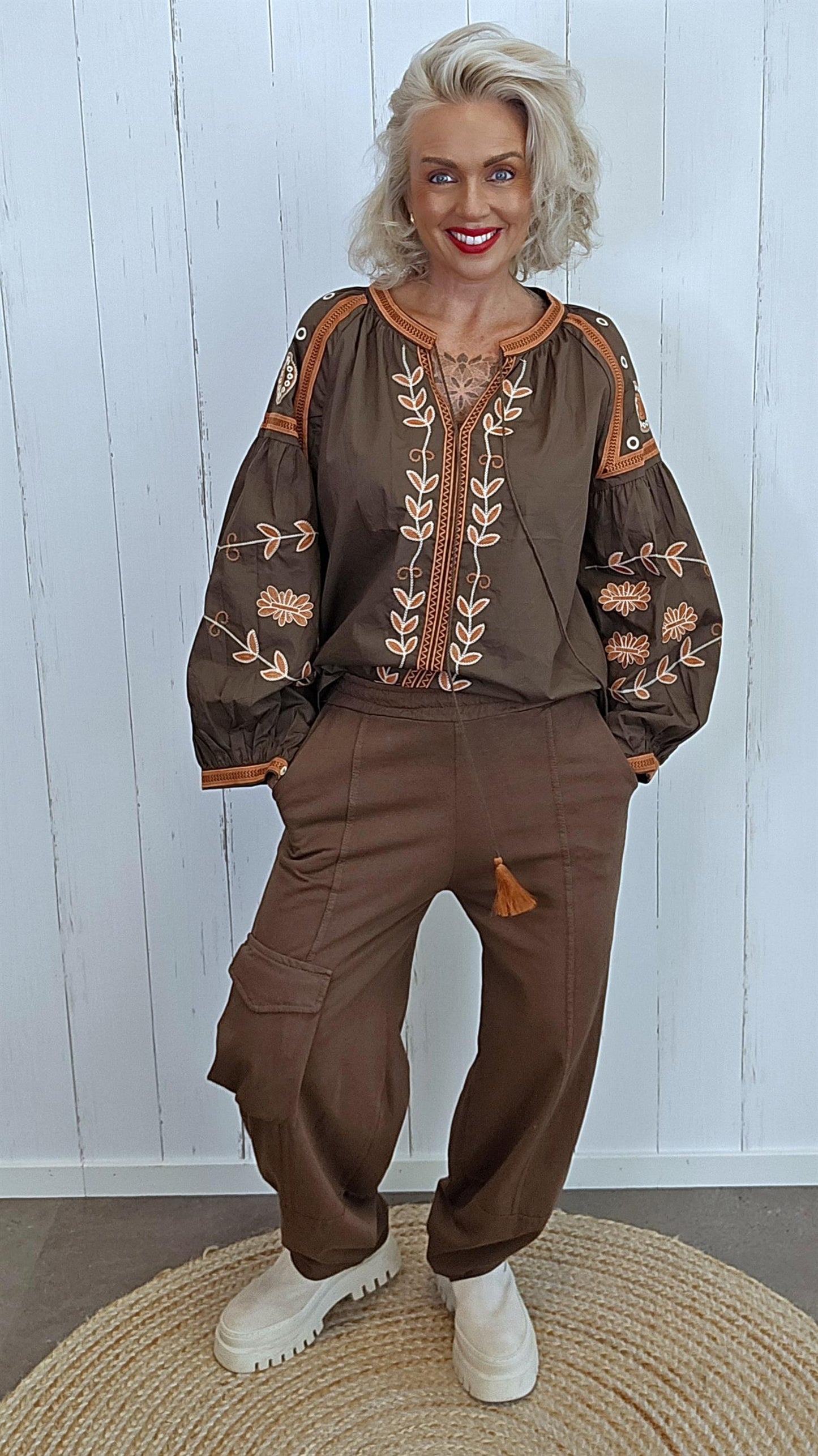 Boho bluse brun
