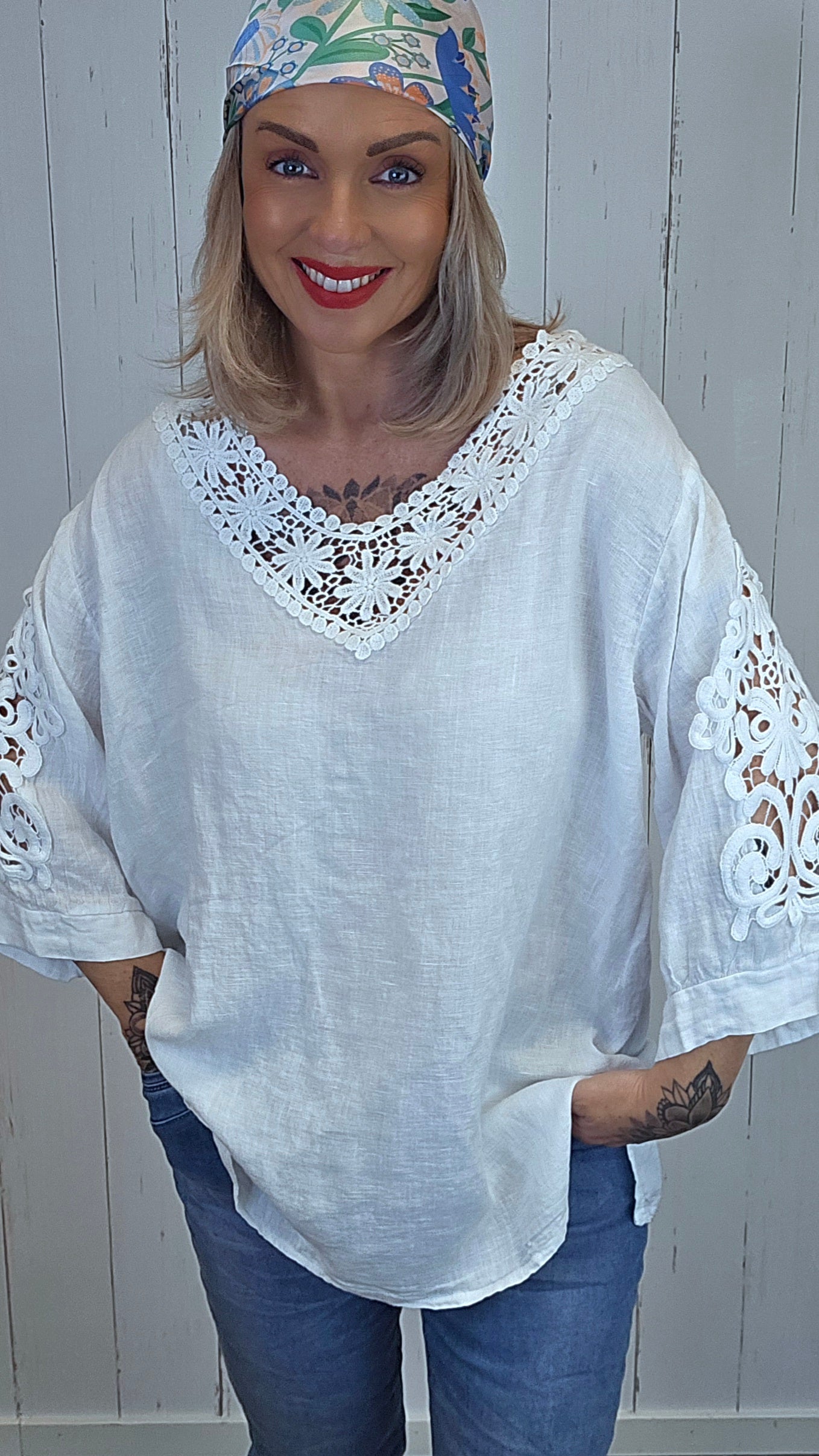 Ylva linbluse hvit