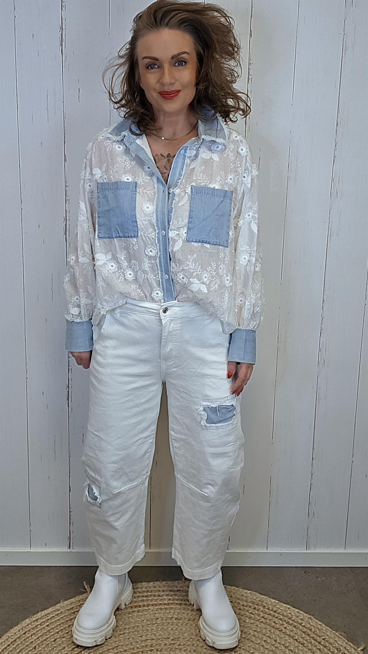 Una baggy jeans hvit