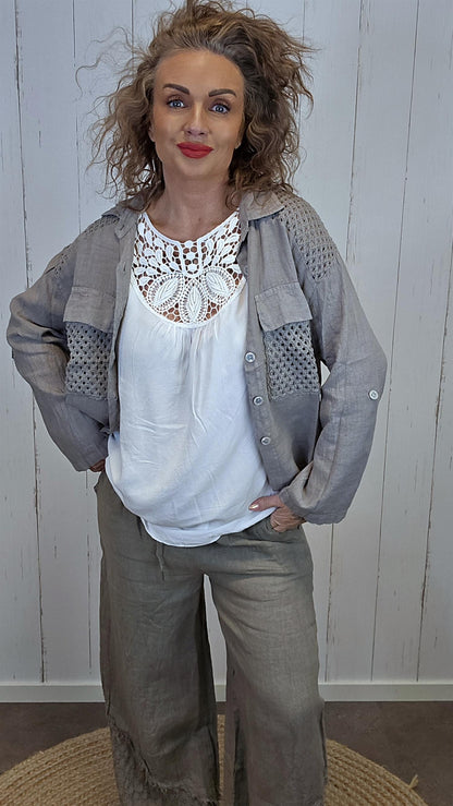 Maja linskjorte taupe