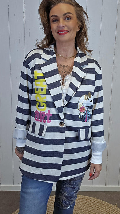 Livja blazer stripet blå/hvit