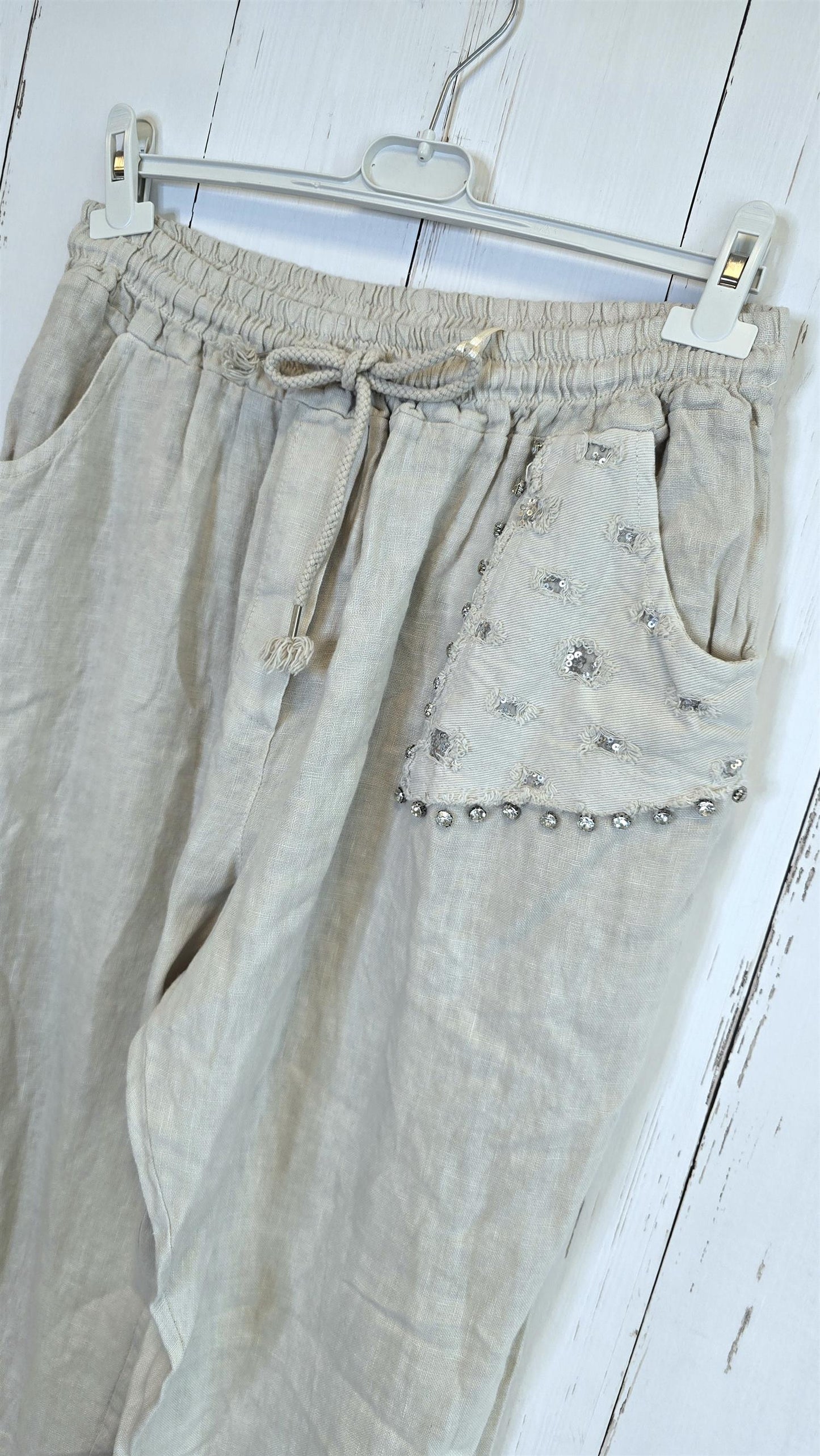Leah linbukse med Dekor beige