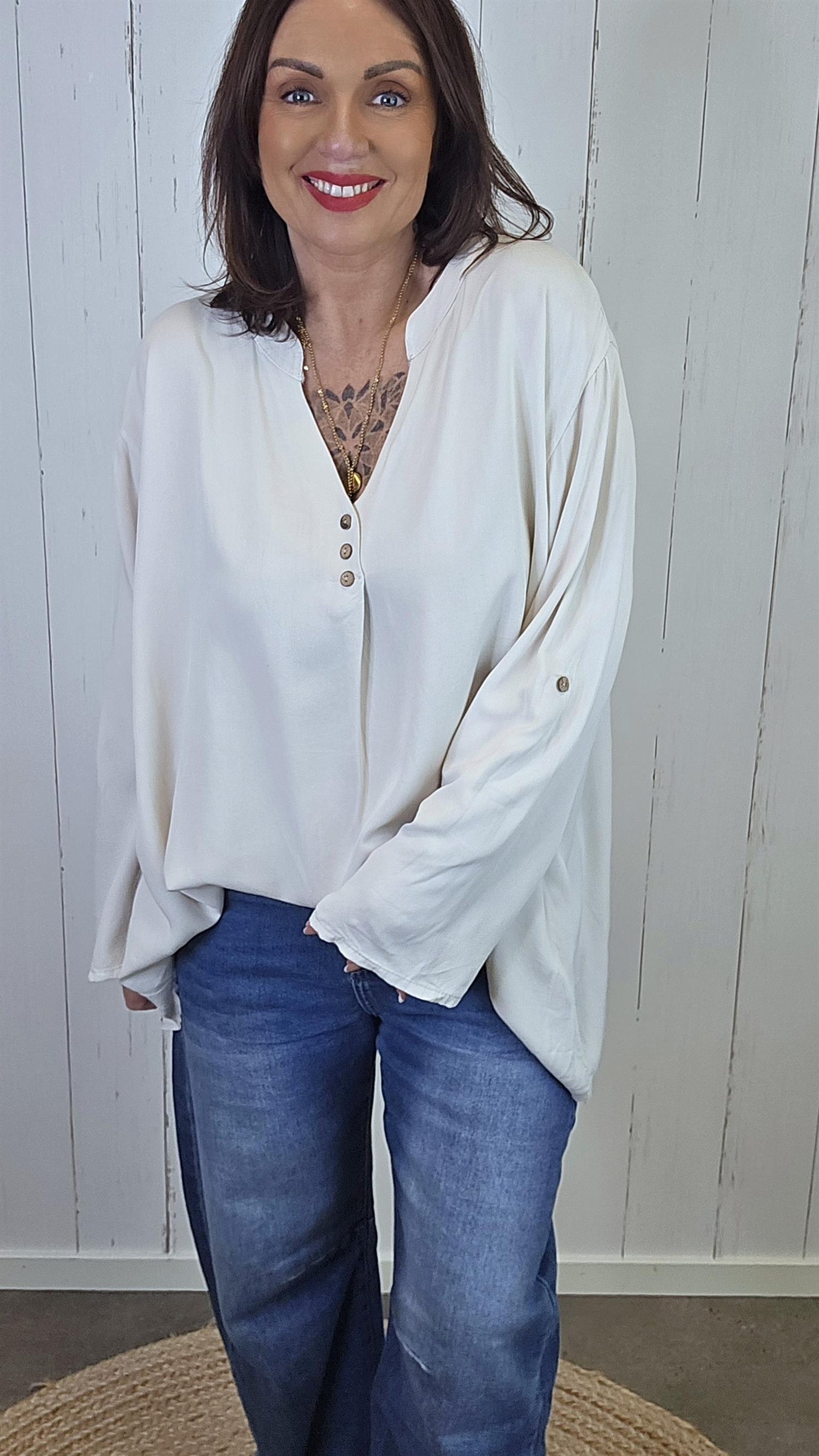 Paula viskosebluse beige