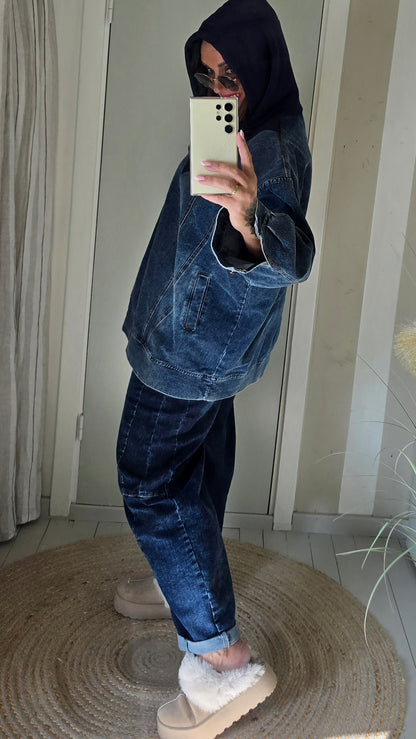 Maja denim genser med hette