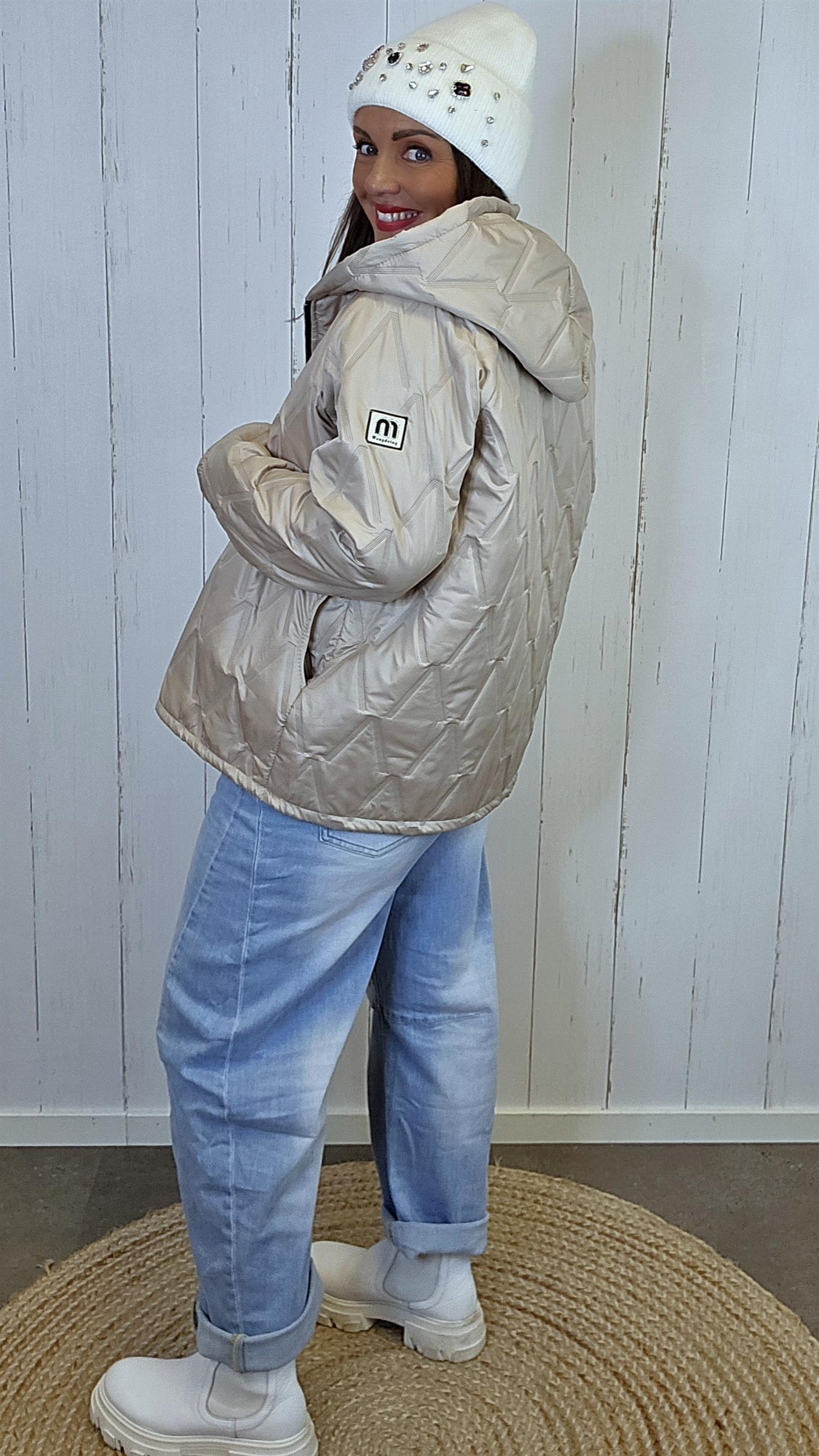 Mina quiltet jakke beige