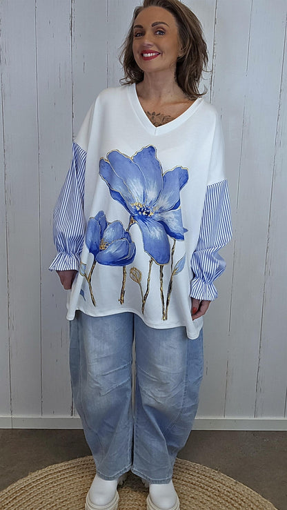 Sandra topp blå print