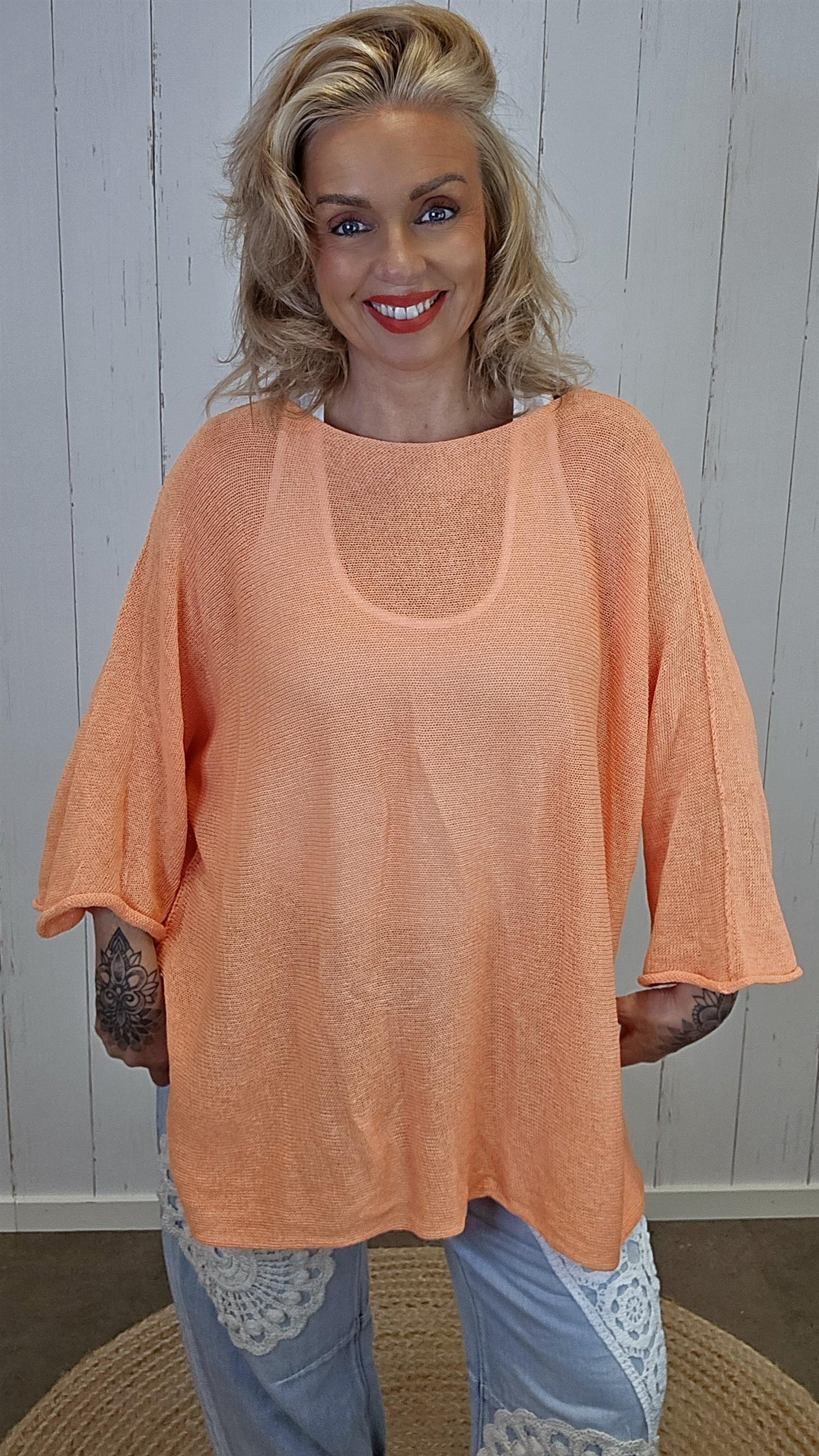 Selma Strikket Bomullstopp orange