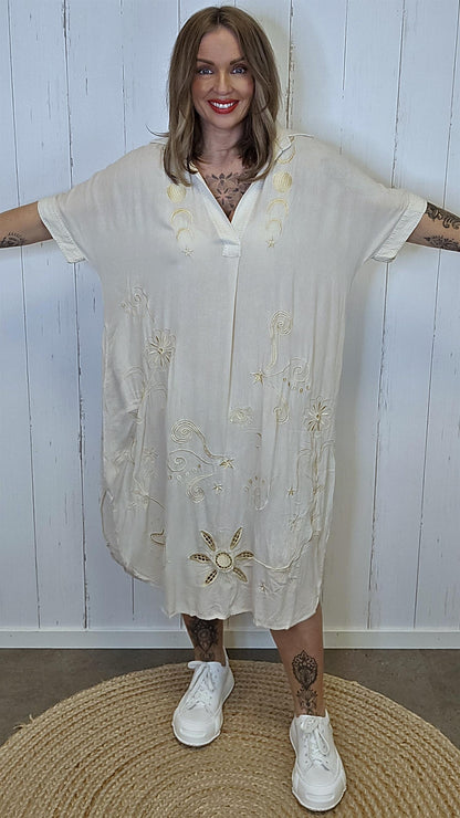 Selina kortermet kjole Beige